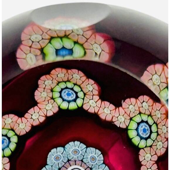 Perthshire Paperweight 1985 PP32 Q Ltd Ed Miniature Millefiore Faceted Ruby Red - Picture 3 of 8